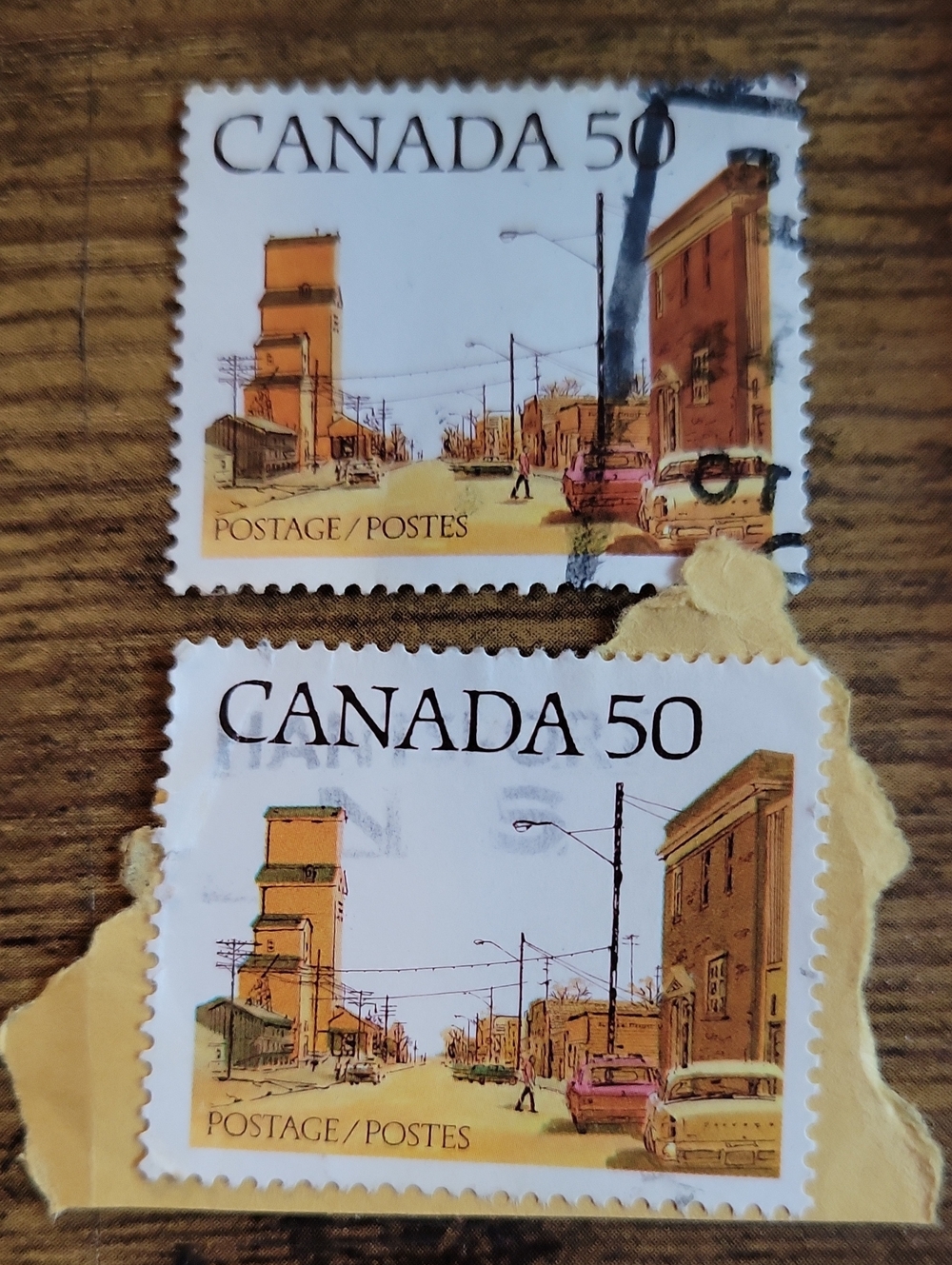 Canada 50 Vintage Town Stamp Set - Brown and Cream